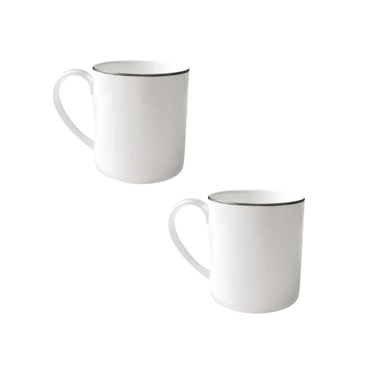 Alex Platinum Set of Two Mugs - White