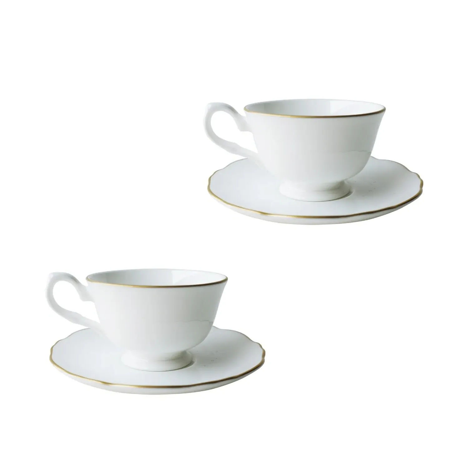 Amelie Set of Two Espresso Cups & Saucers - Yellow, Fine Bone China
