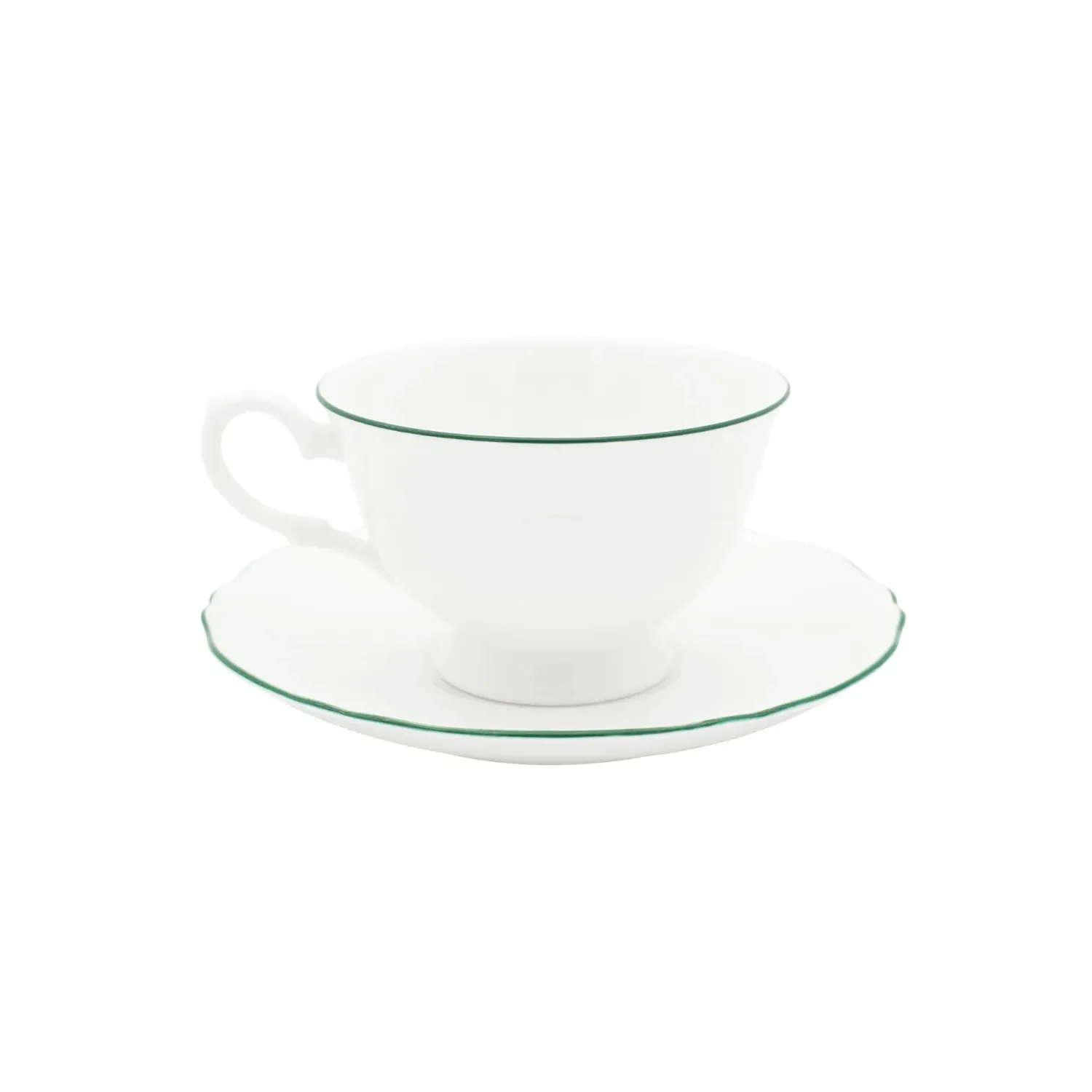 Amelie Tea Cup & Saucer - Forest Green, Fine Bone China image