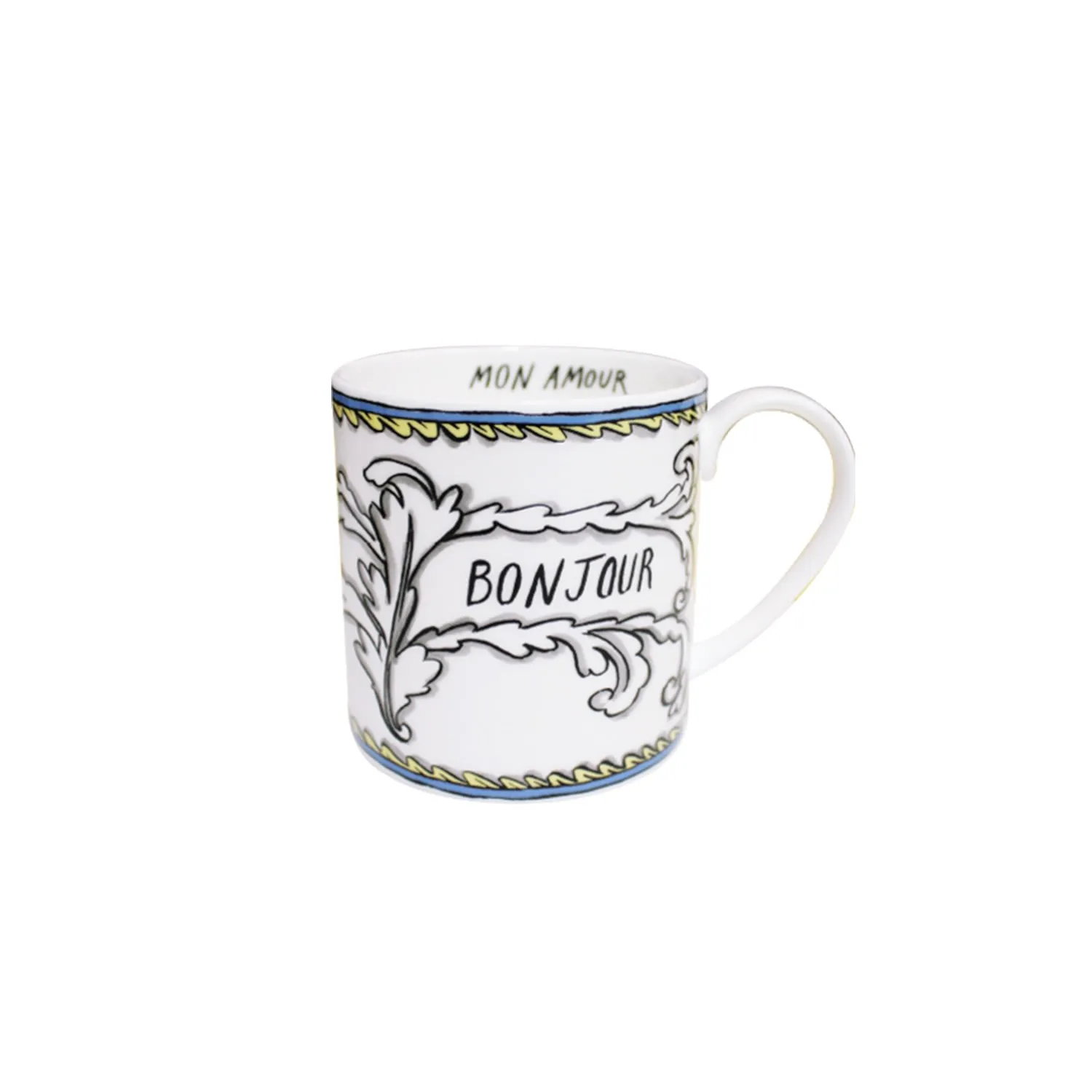 Bonjour Mon Amour Mug - Black, Fine Bone China image