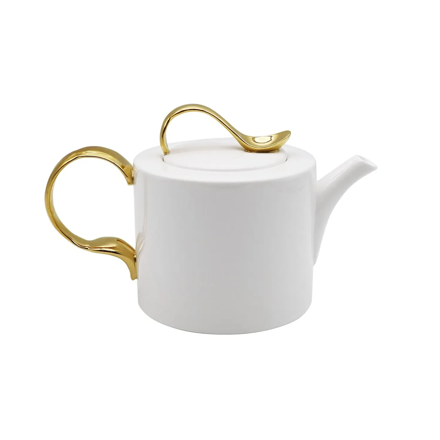 Cutlery Teapot with Fork Handle - White, Fine Bone China