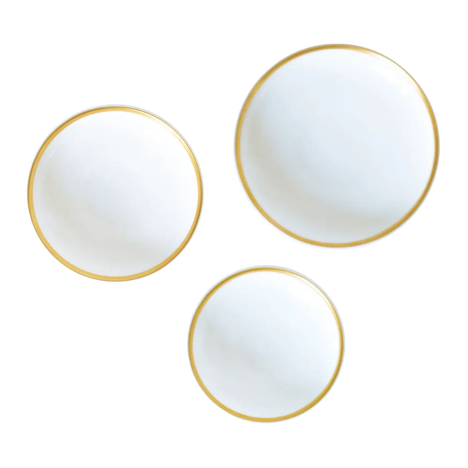 Golden Edge Set of 3 Canape Dishes - White, Fine Bone China image