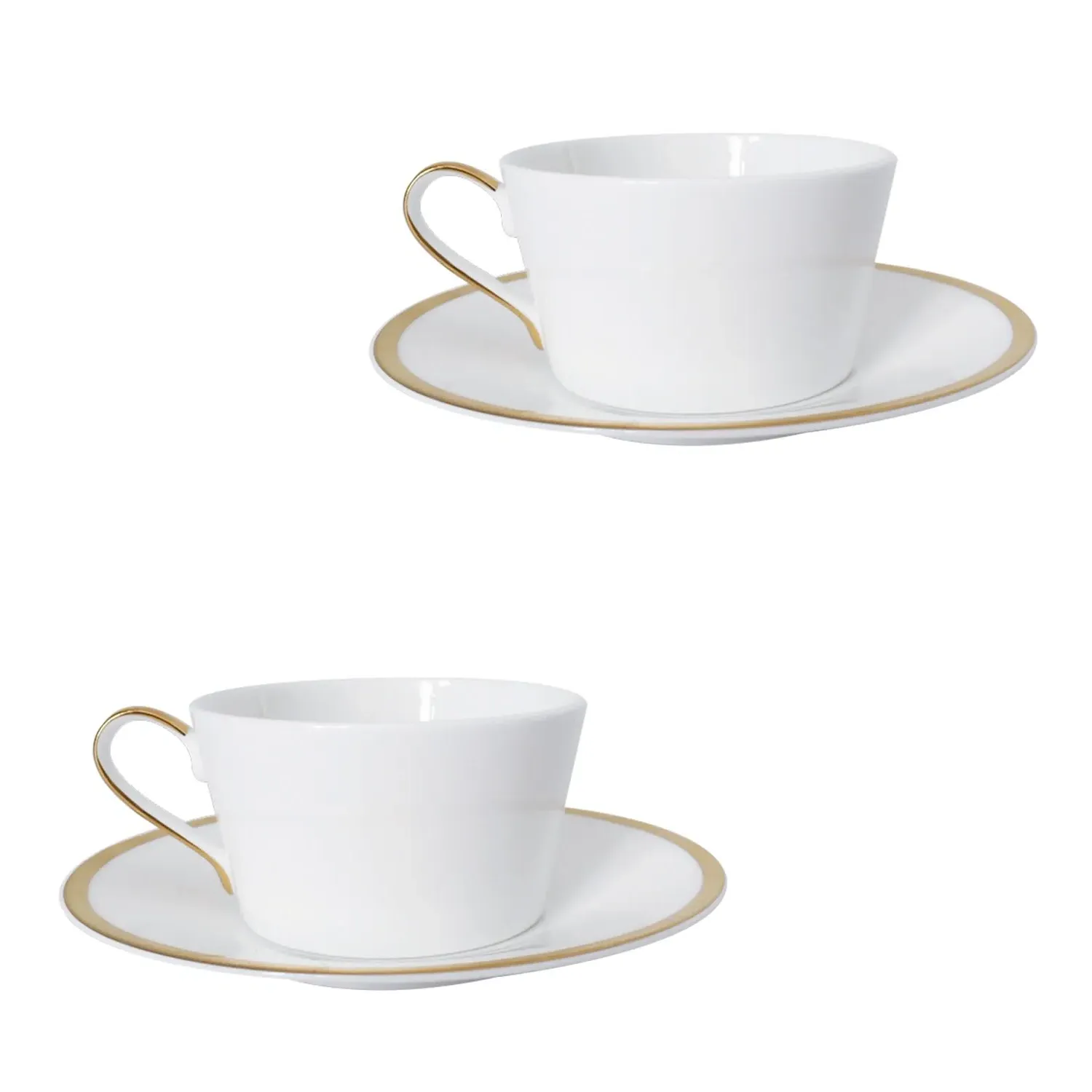 Golden Edge Set of Two Bay Cups & Saucers - White image