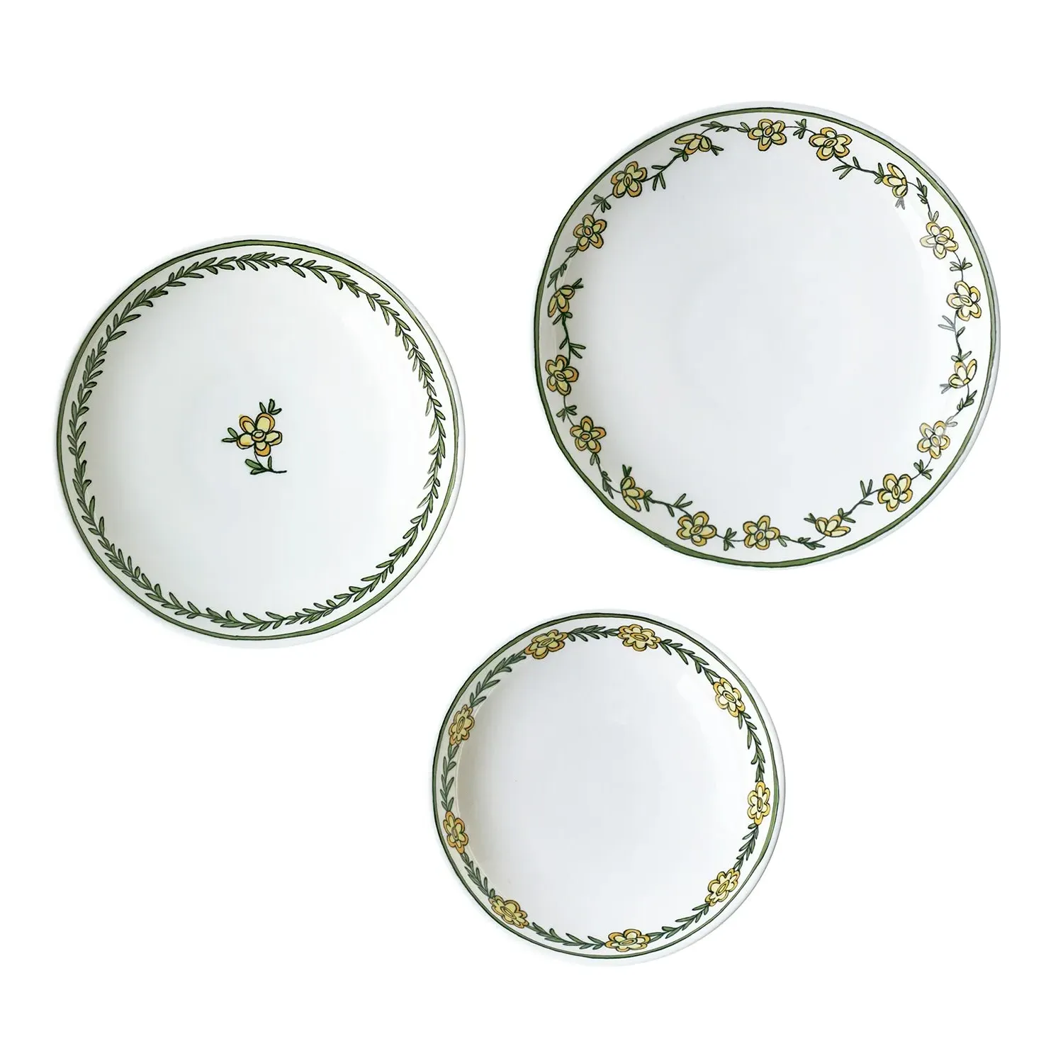 H.daisy Chain Canape Dish Set - White, Fine Bone China
