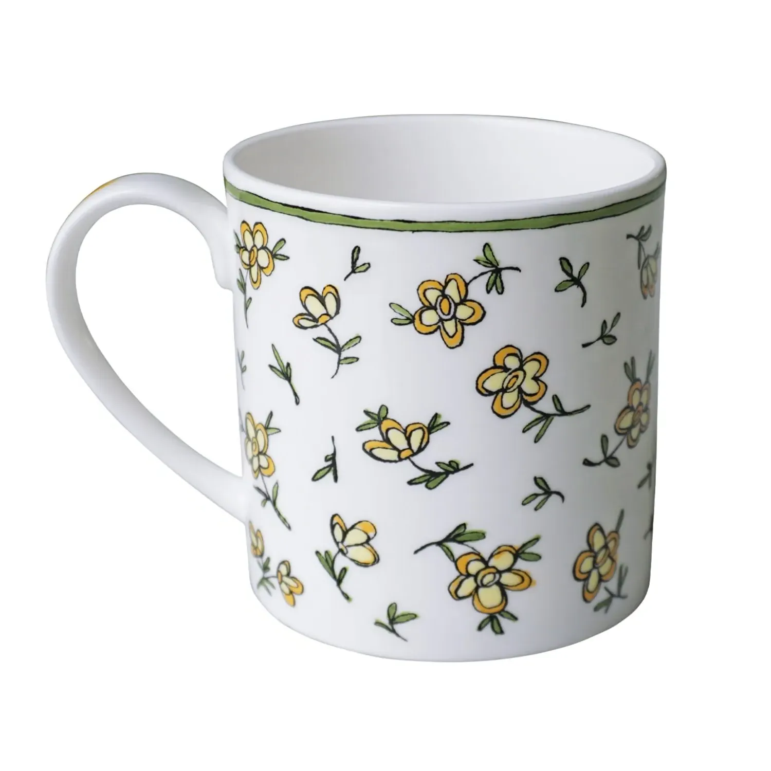H.daisy Chain Mug - Green/White, Fine Bone China