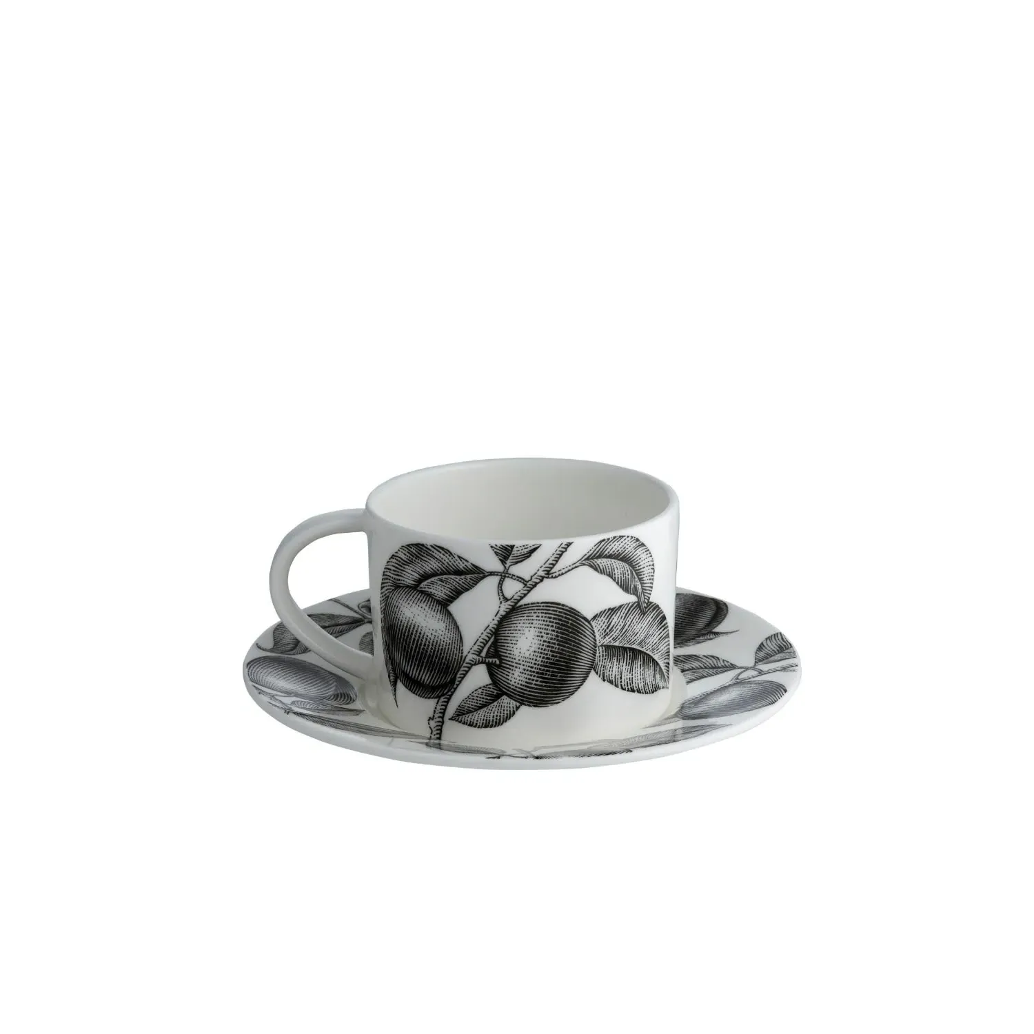Olive Market Cup & Saucer - White, Fine Bone China