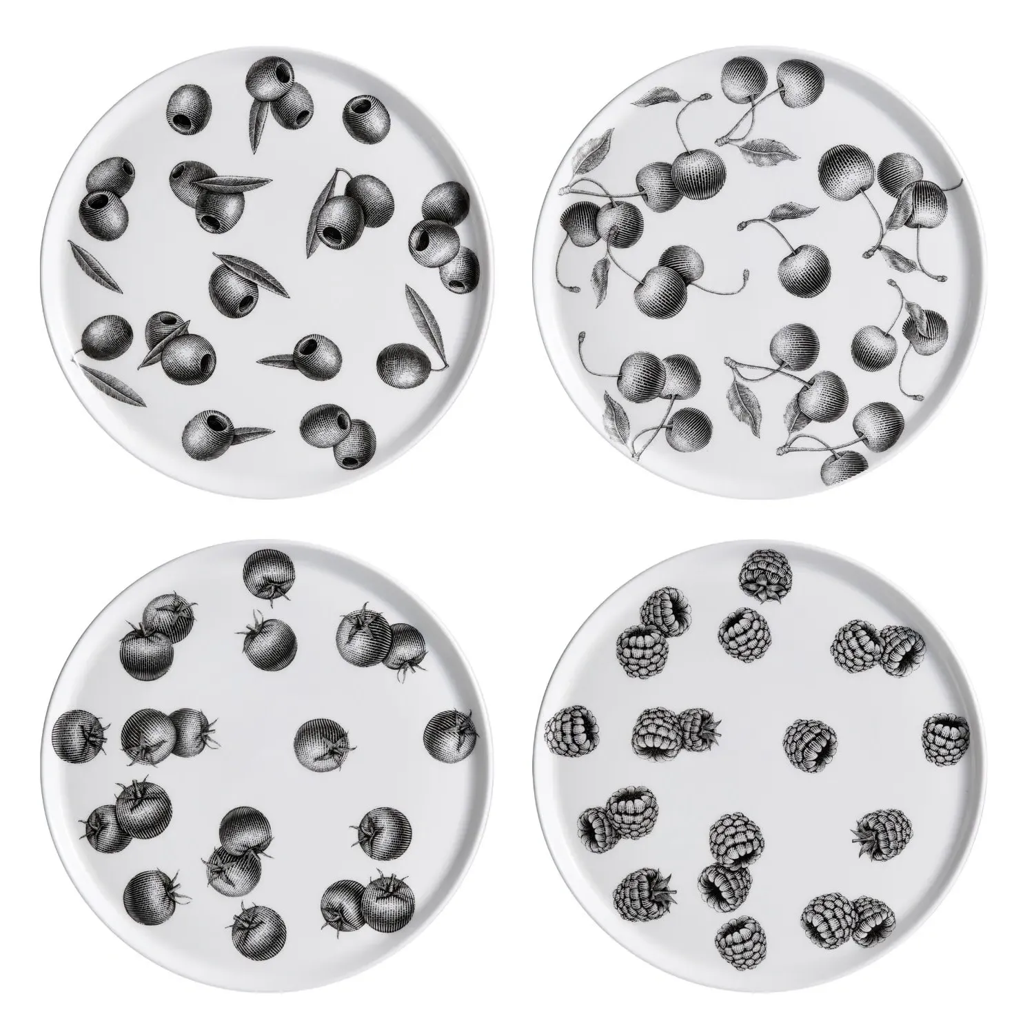 Olive Market Set of 4 Salad Plates - Green, Fine Bone China