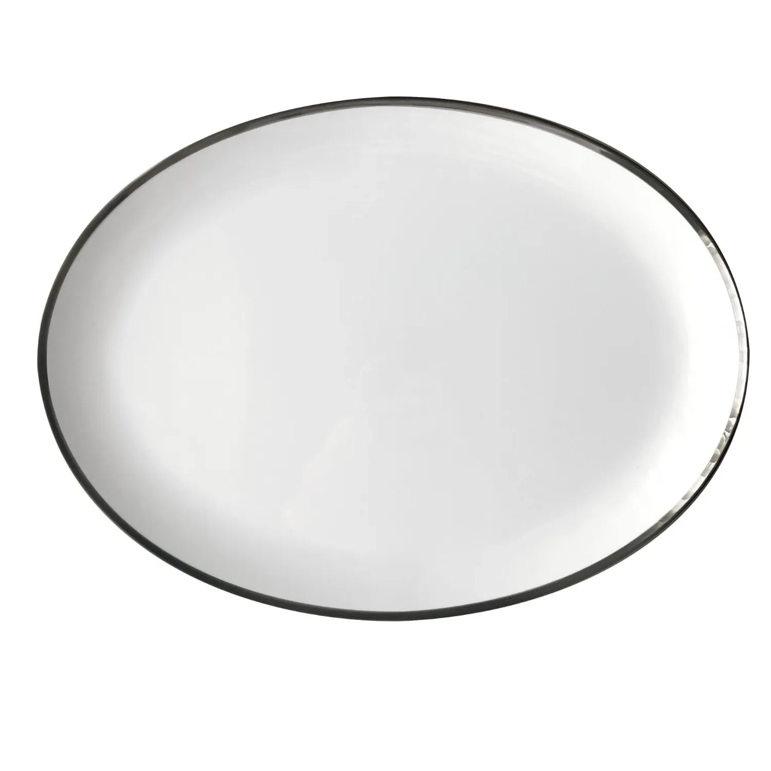 Platinum Edge 14 In. Oval Platter - Silver, Fine Bone China image