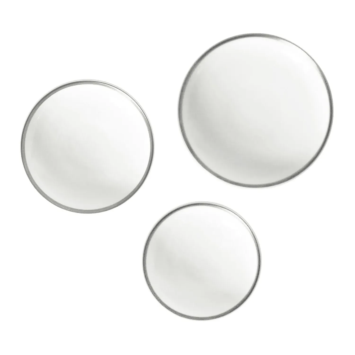 Platinum Edge Set of 3 Canape Dishes - White, Fine Bone China