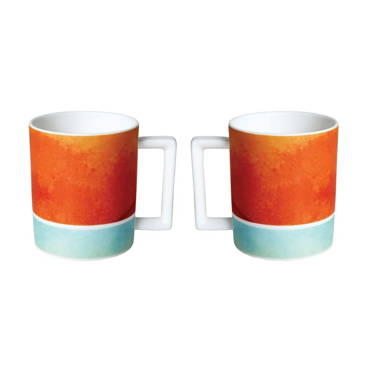 Reve Set of Two Mugs - Orange, Fine Bone China