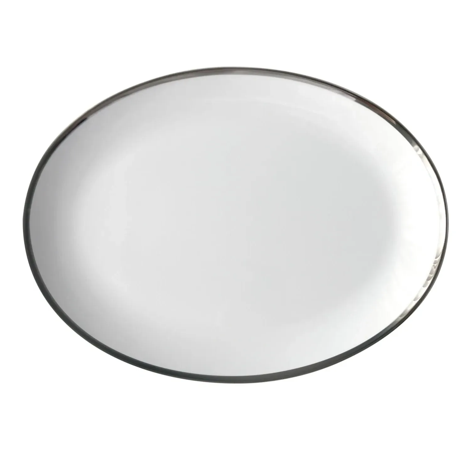 Silver Platinum Edge 11 In. Oval Platter - Silver, Fine Bone China