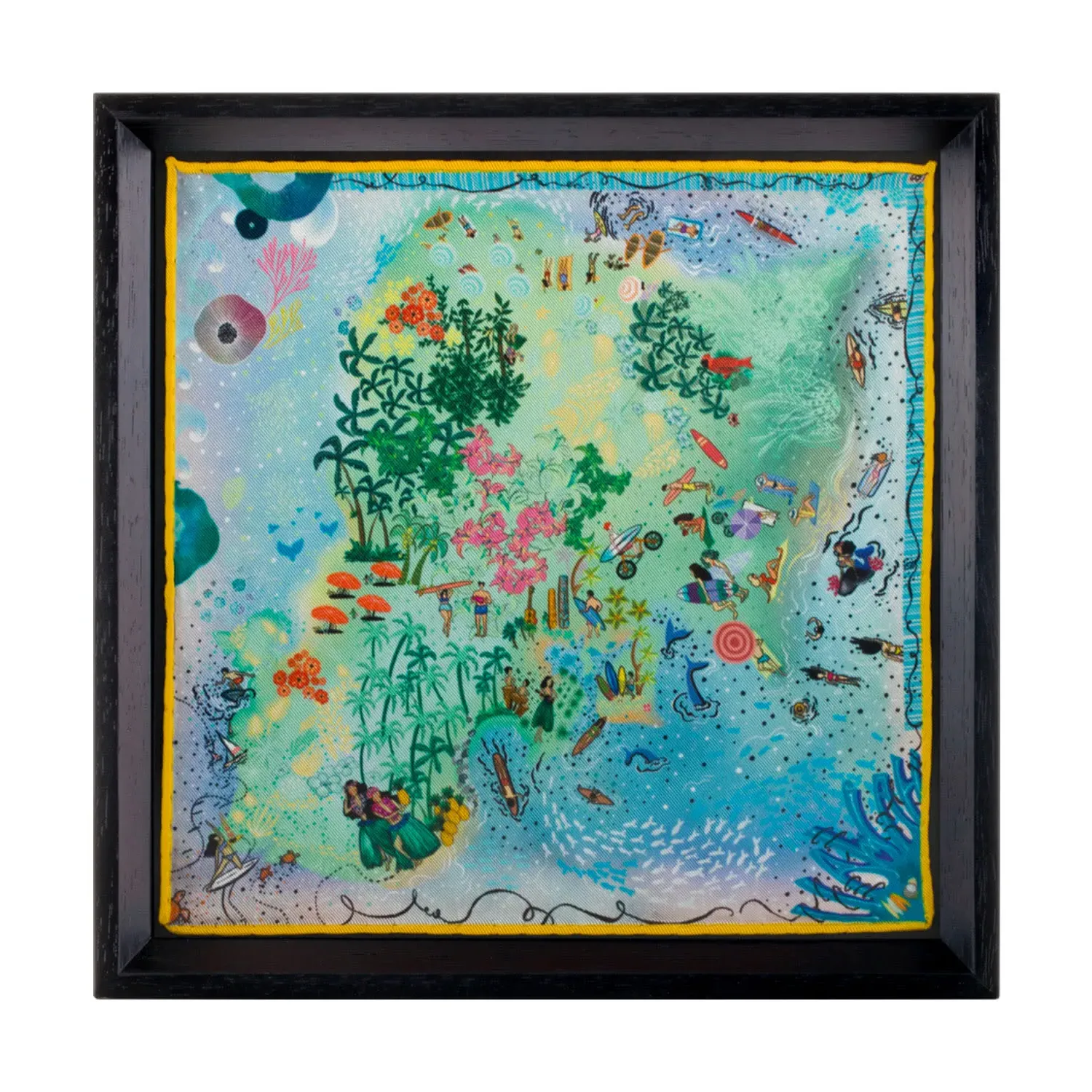 Aloha Hawaii Silk Art Print - Black, Silk
