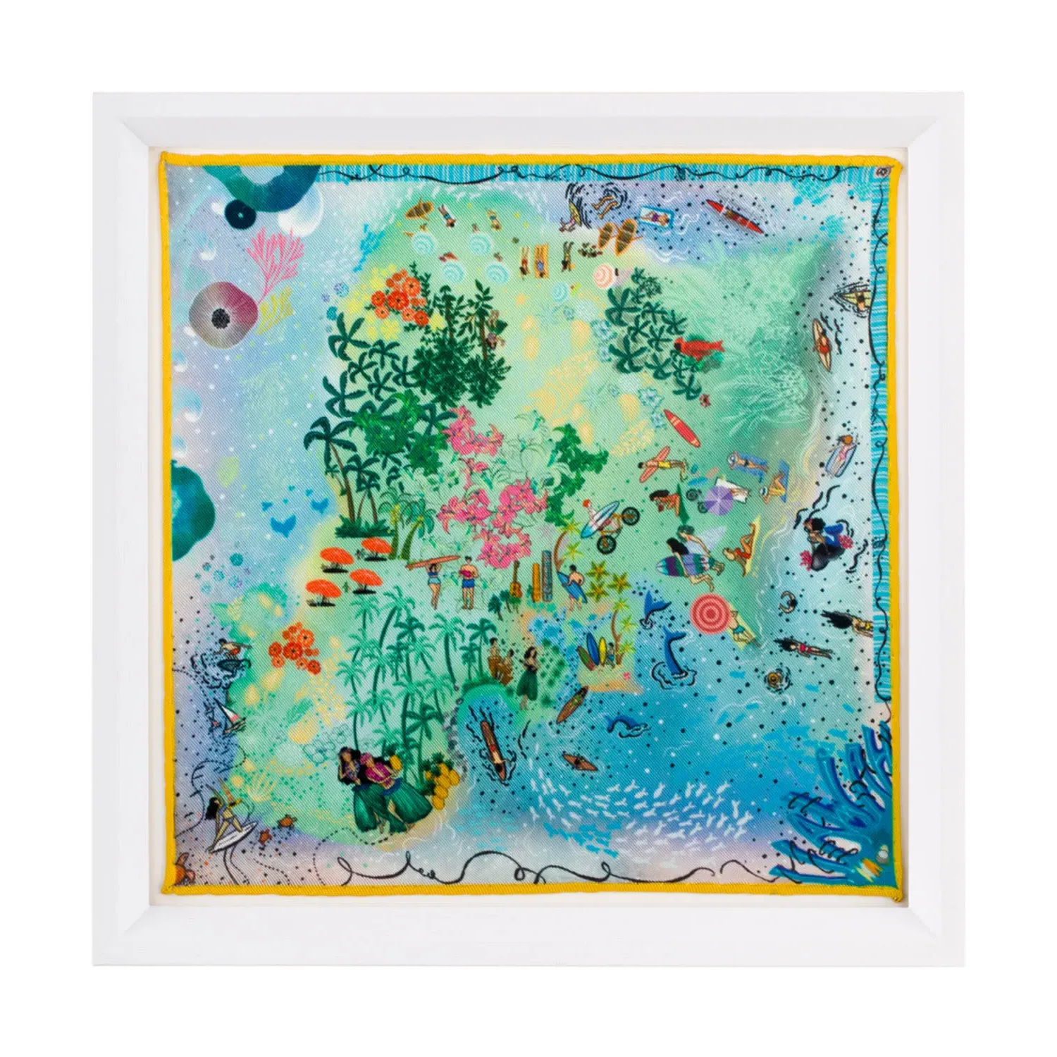 Aloha Hawaii Silk Art Print - Blue, Silk