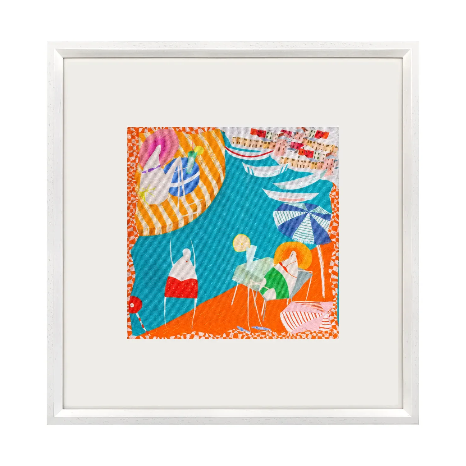 Amalfi Beach Life Framed Silk Art
