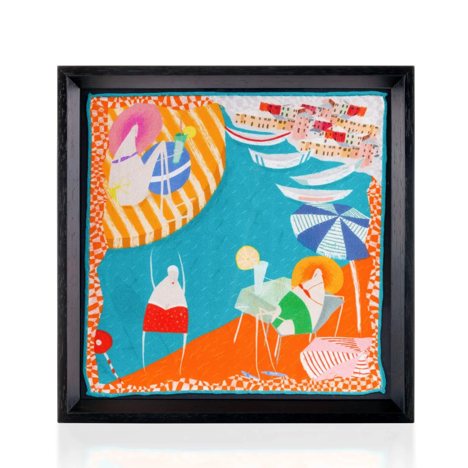 Amalfi Beach Silk Art Print - Blue