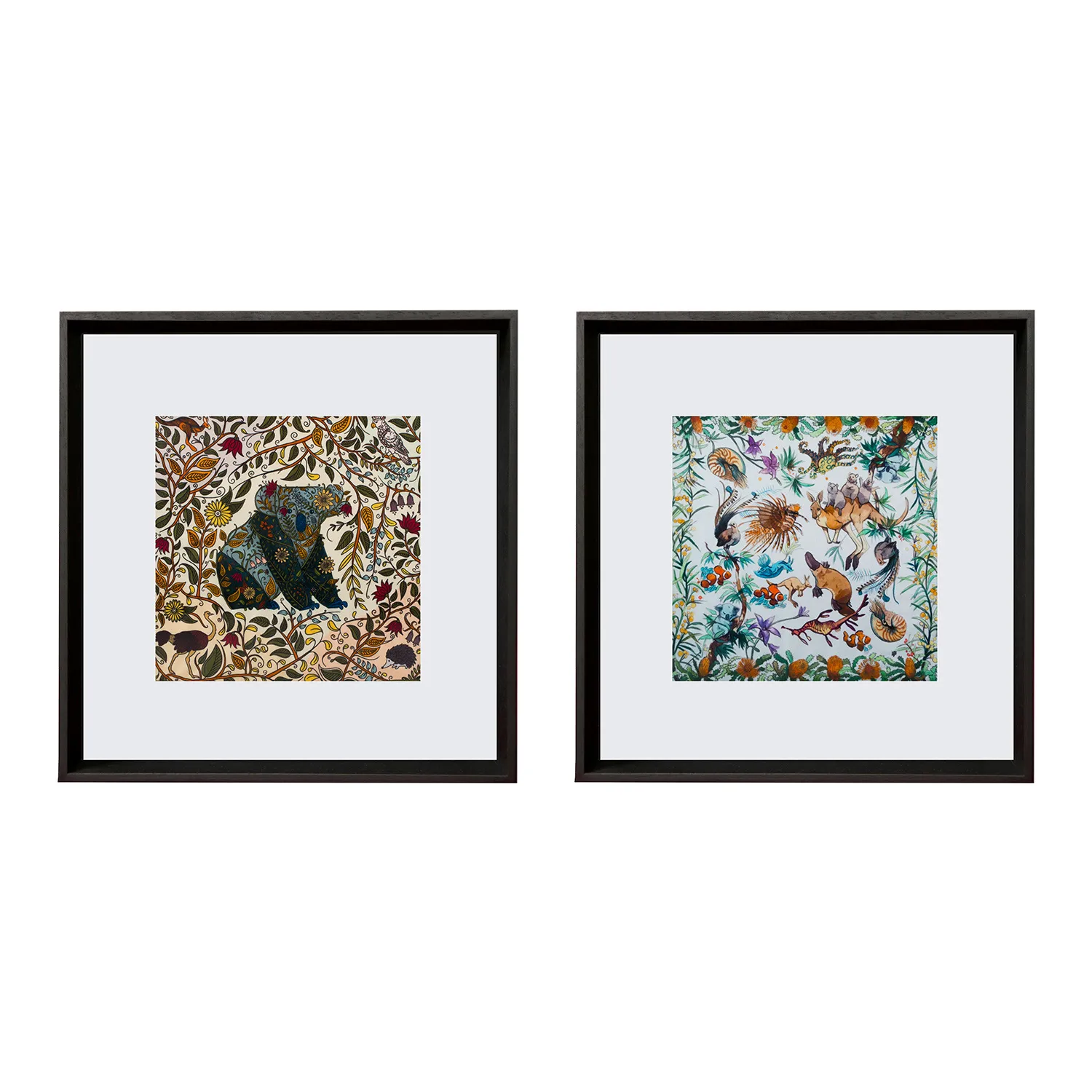 Australian Nature Framed Silk Scarves Set of 4 - Ayous Wood