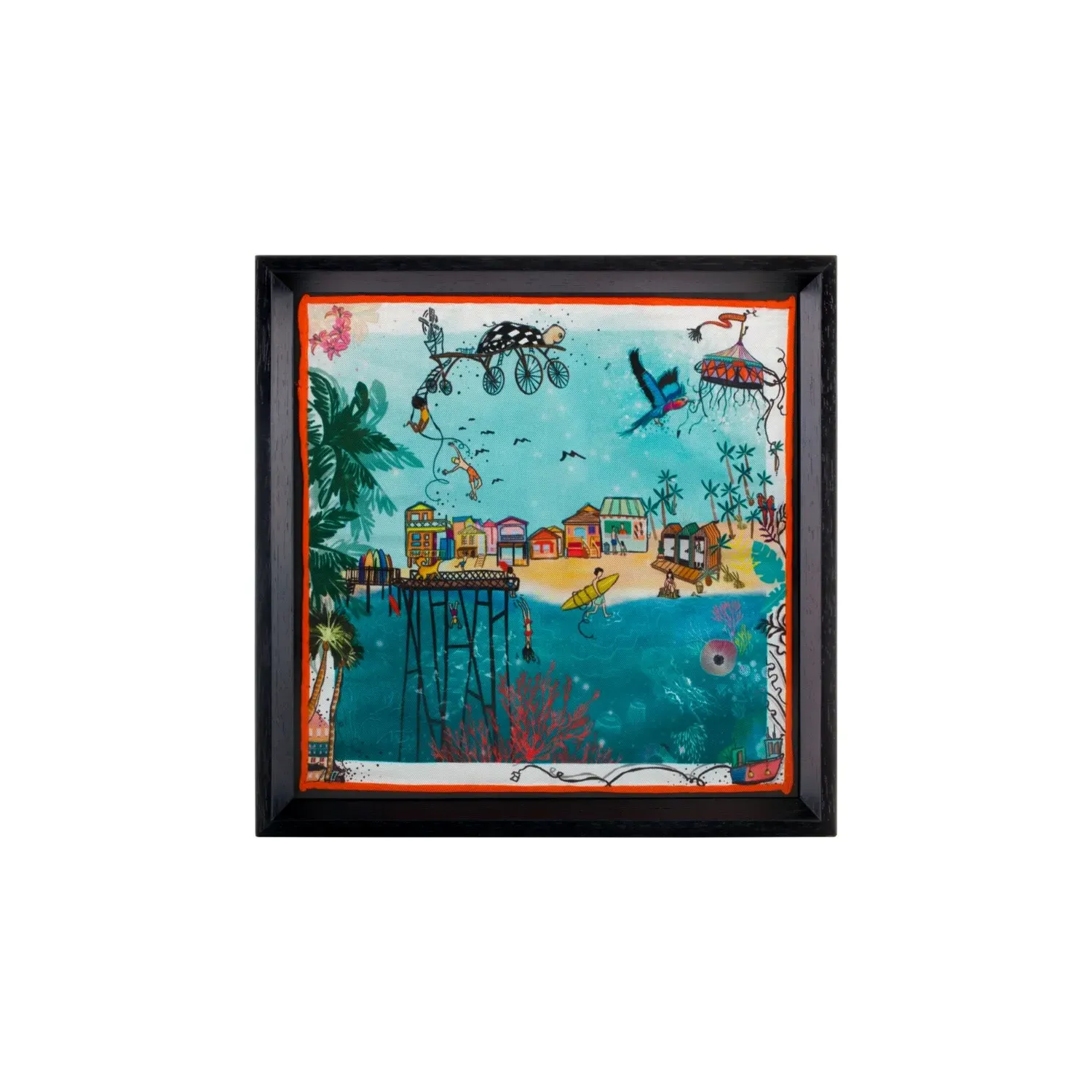 Hawaii Beach Life Framed Silk Scarf - Blue image