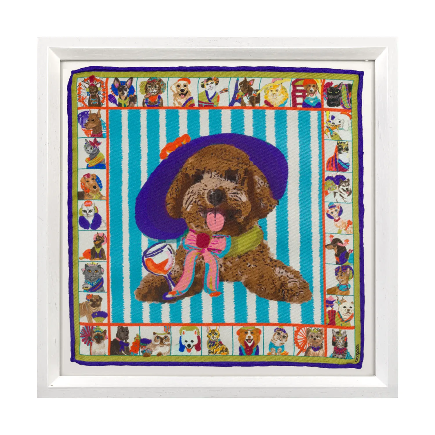 Poodle Love Framed Silk Art - Ayous Wood