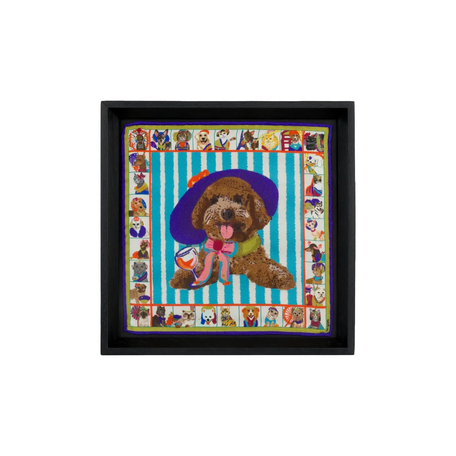 Poodle Love Framed Silk Scarf - Ayous Wood