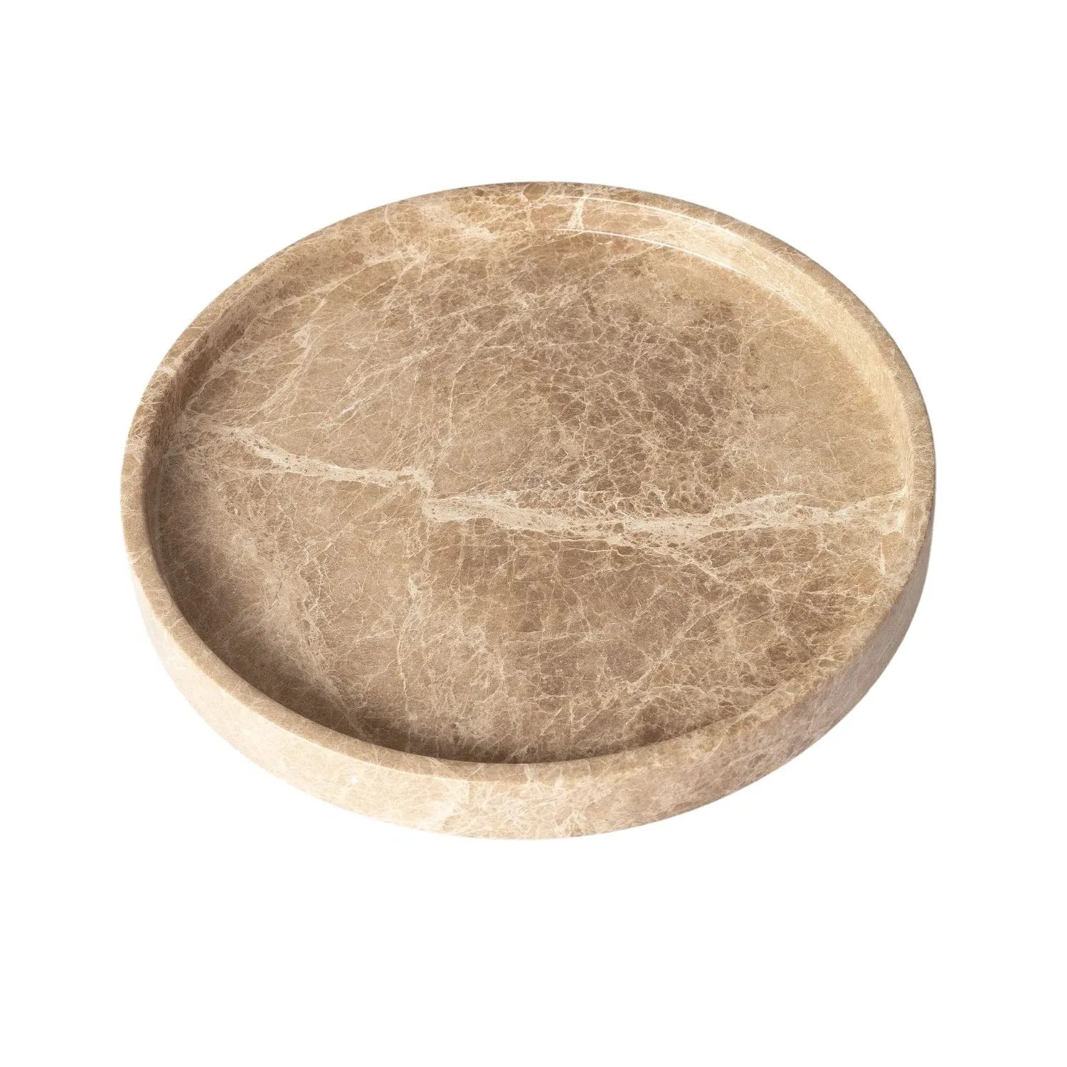 Raya Round Marble Tray - Brown