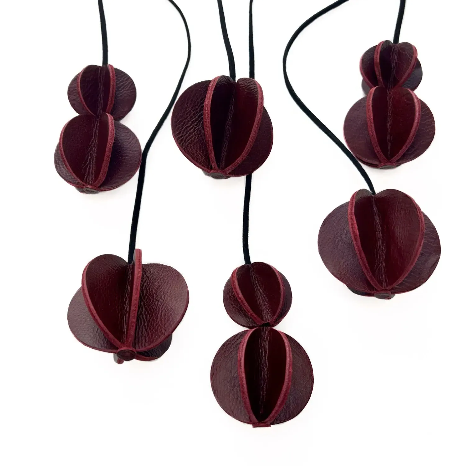 Red Leather Christmas Ornaments Set - Burgundy image