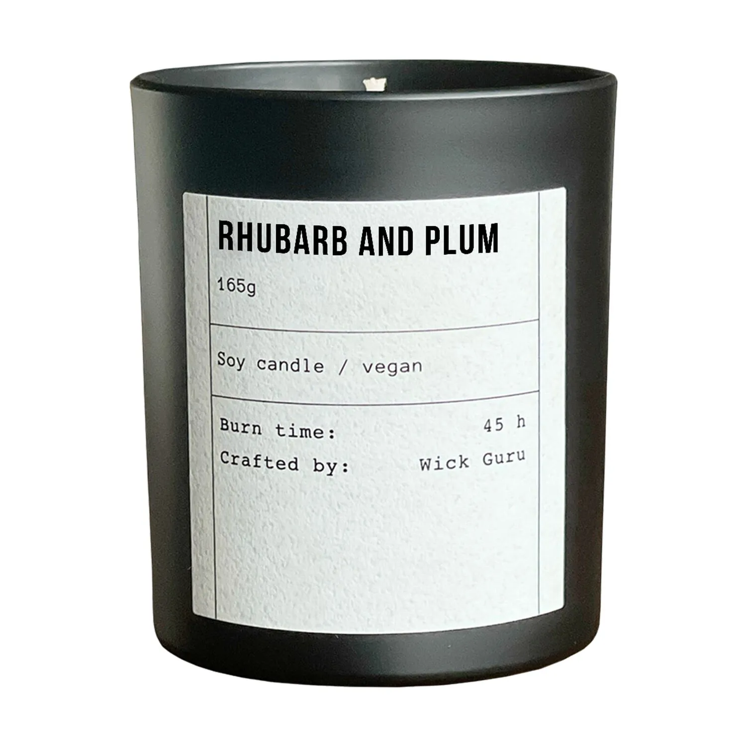 Rhubarb & Plum Scented Candle - Black, Soy Wax image