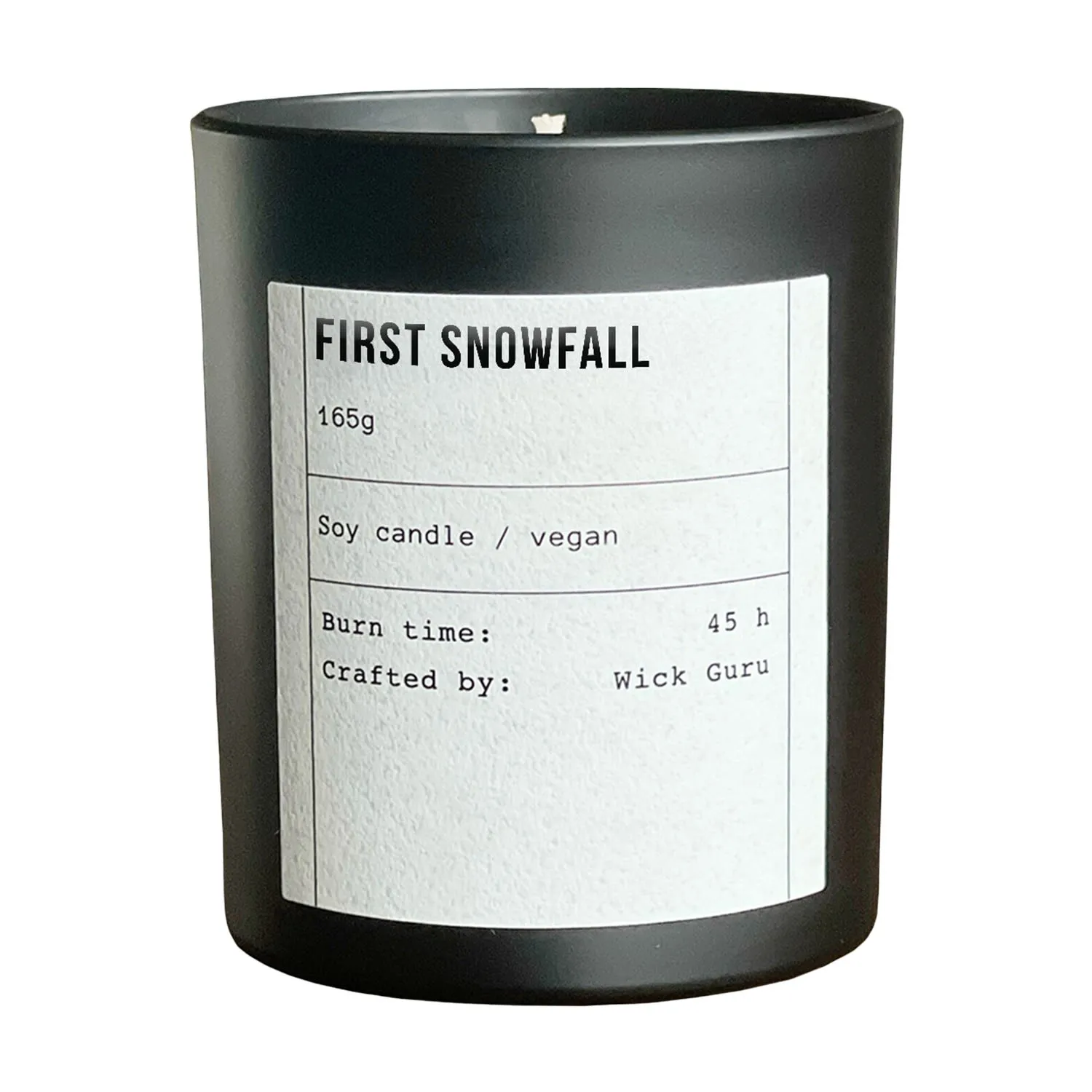 Snowfall Candle - White Musk, Amber & Fresh Scents - Black