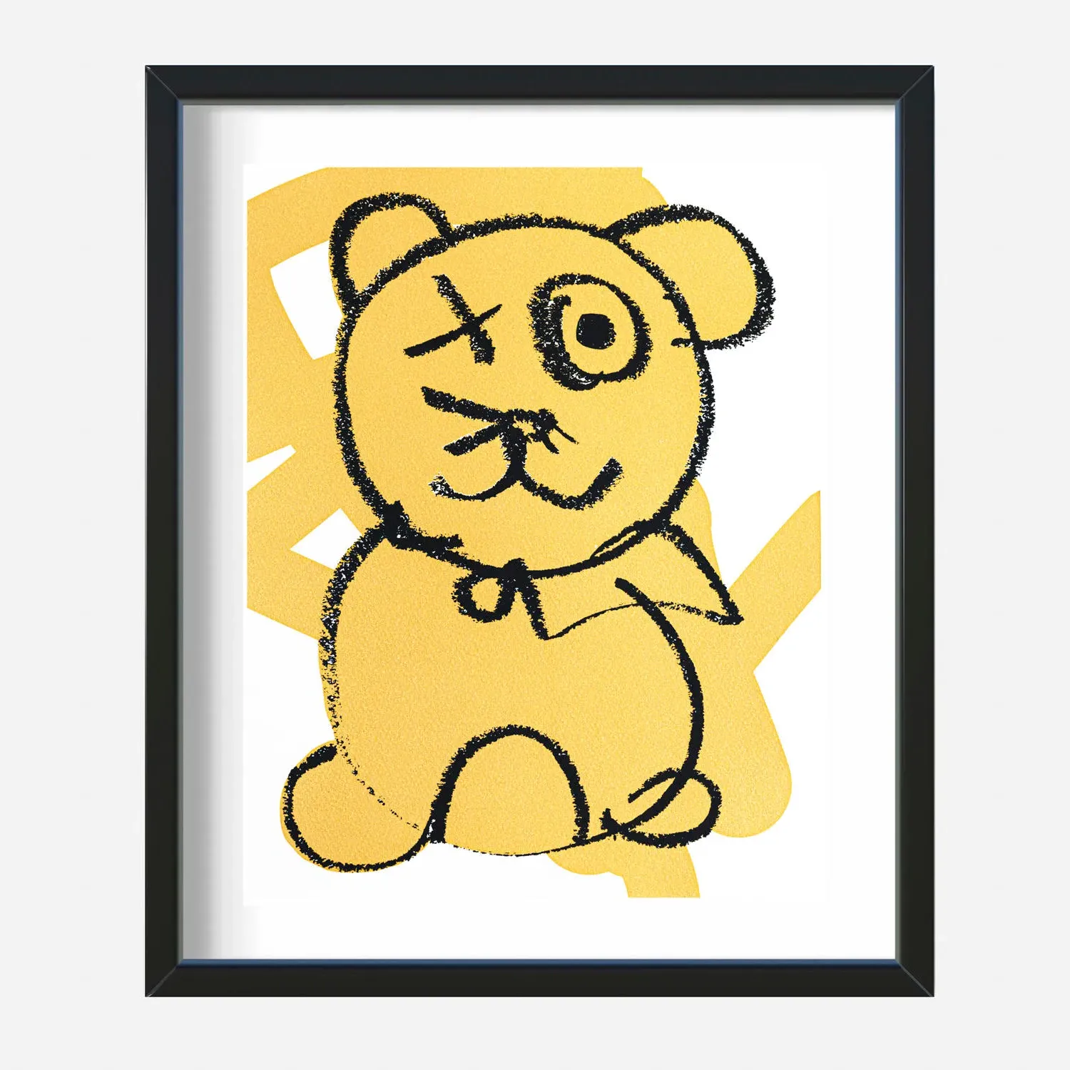 Graffiti Bear Limited Edition Art Print 8x10 - Black, Gold