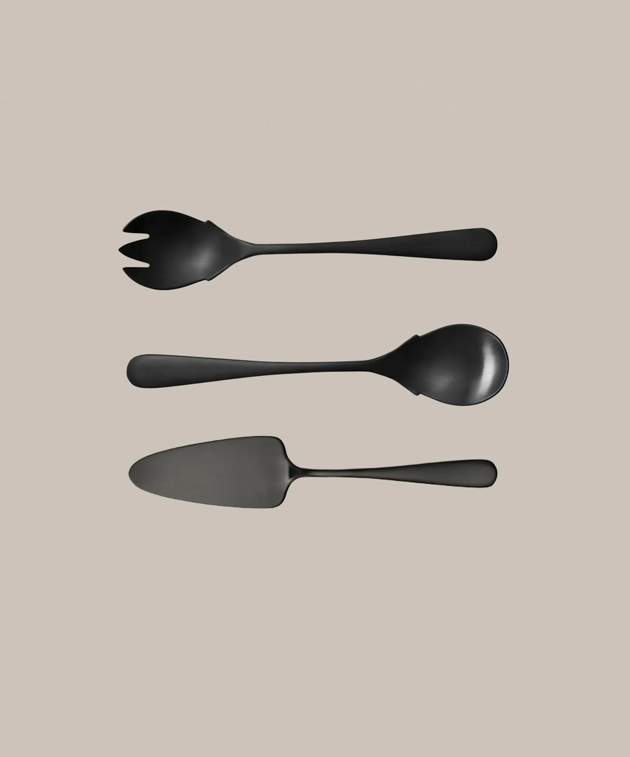 Serve & Slice Set - 3 Piece Serving Utensil Set - Black, Steel