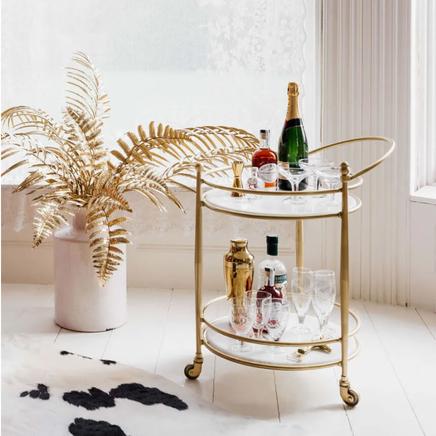 Round Drinks Trolley with 1