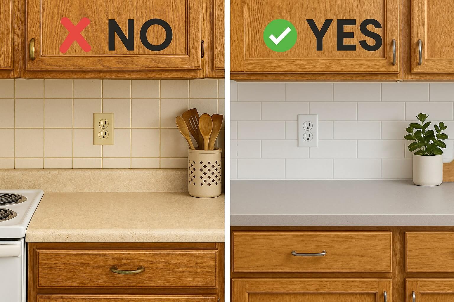 Outdated Kitchen Tiles & Worktops