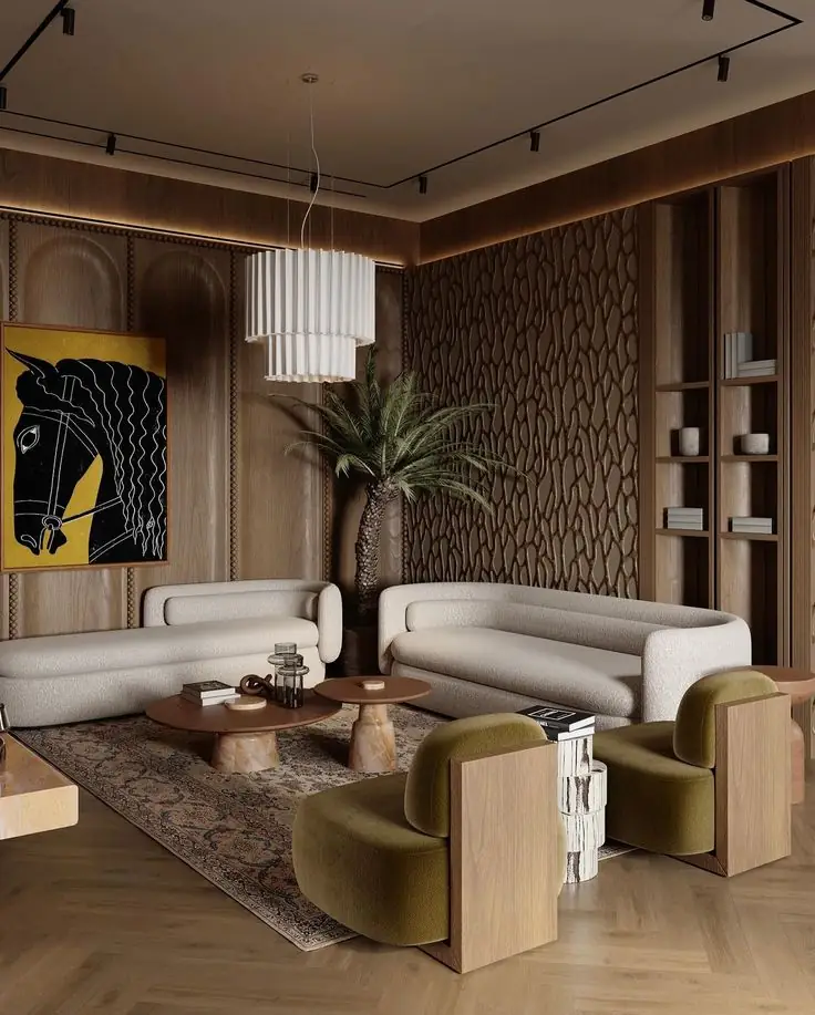Natural warm wood tones
