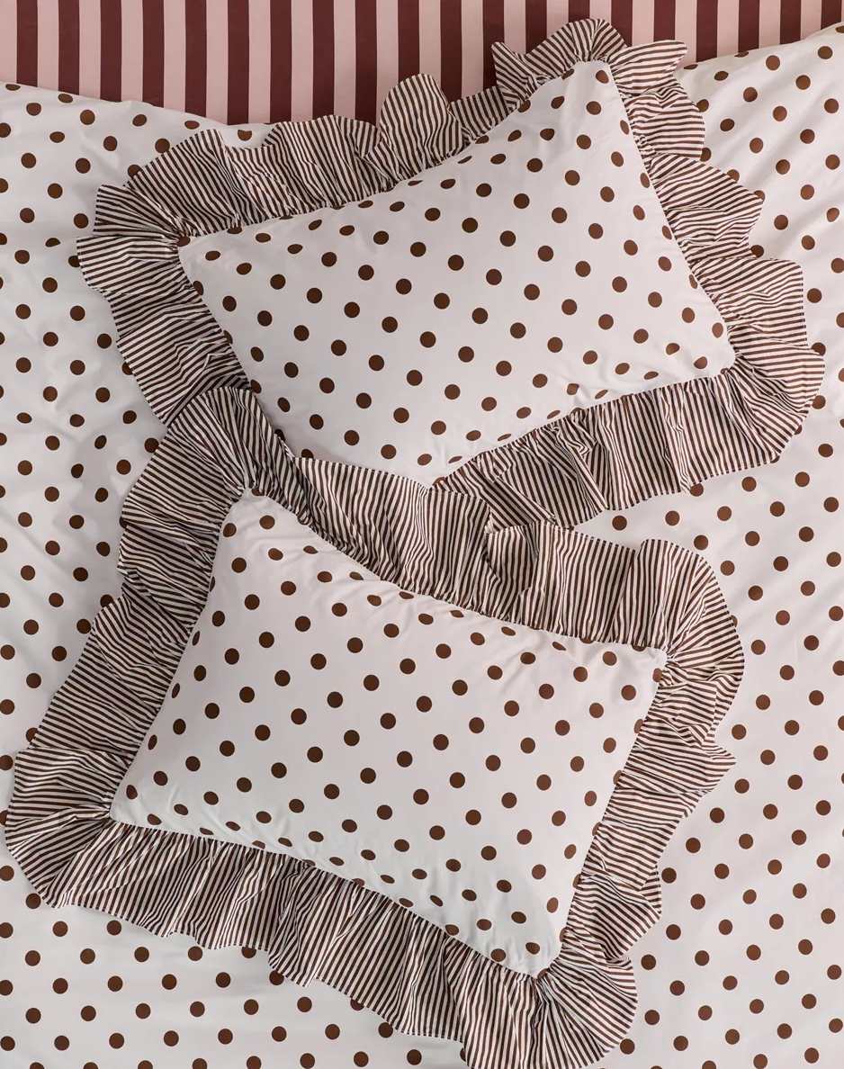 Elaine Ruffle Printed Cotton Percale Sham Set
