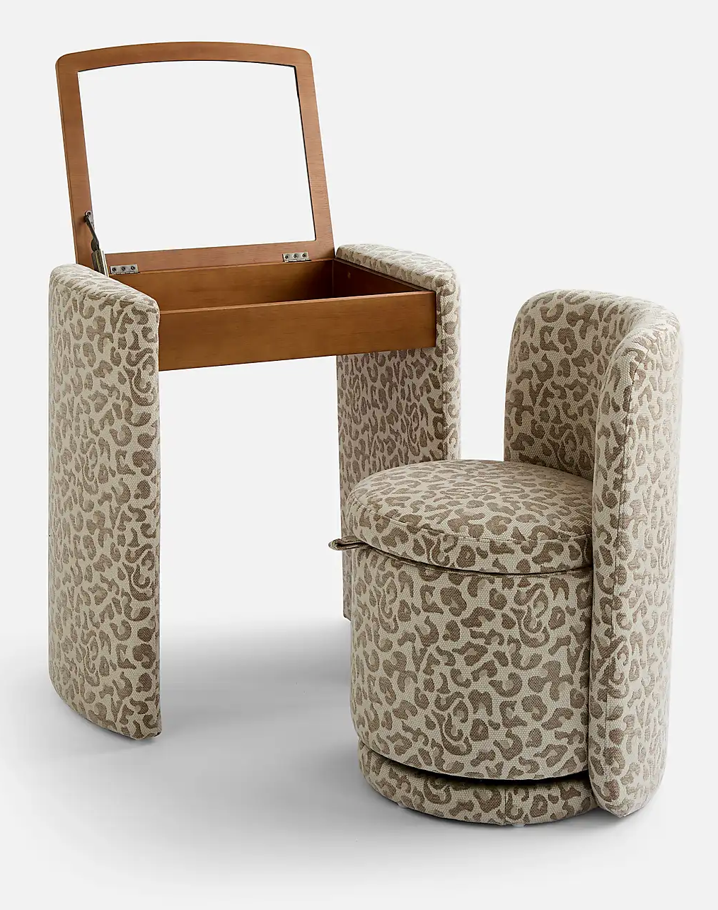 Frankie Leopard Print Compact Dressing Table Set with Mirror and Stool
