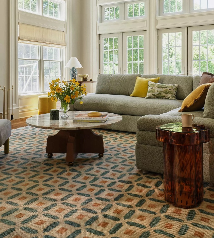 Anthropologie Hand-Knotted Geometric Wool Rug