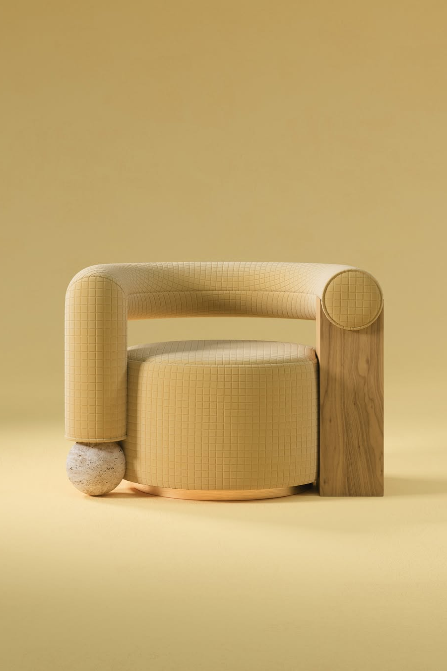 Soft buttery yellow interior with warm minimalist styling, sculptural furniture, creamy yellow decor accents and contemporary design details reflecting the 2026 yellow interiors trend.
