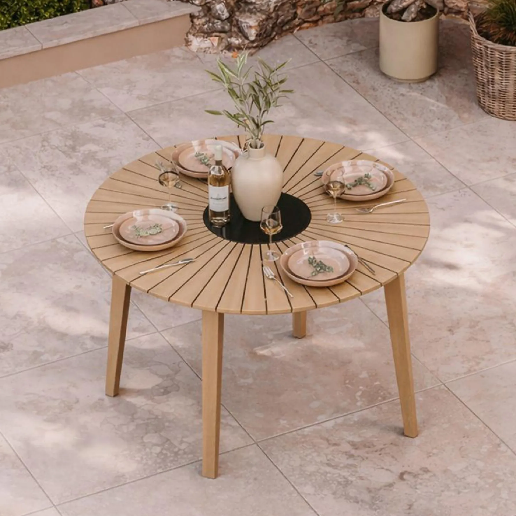1770785967Roma 4 Seater Sunray Granite Insert Garden Round Dining Table 120cm