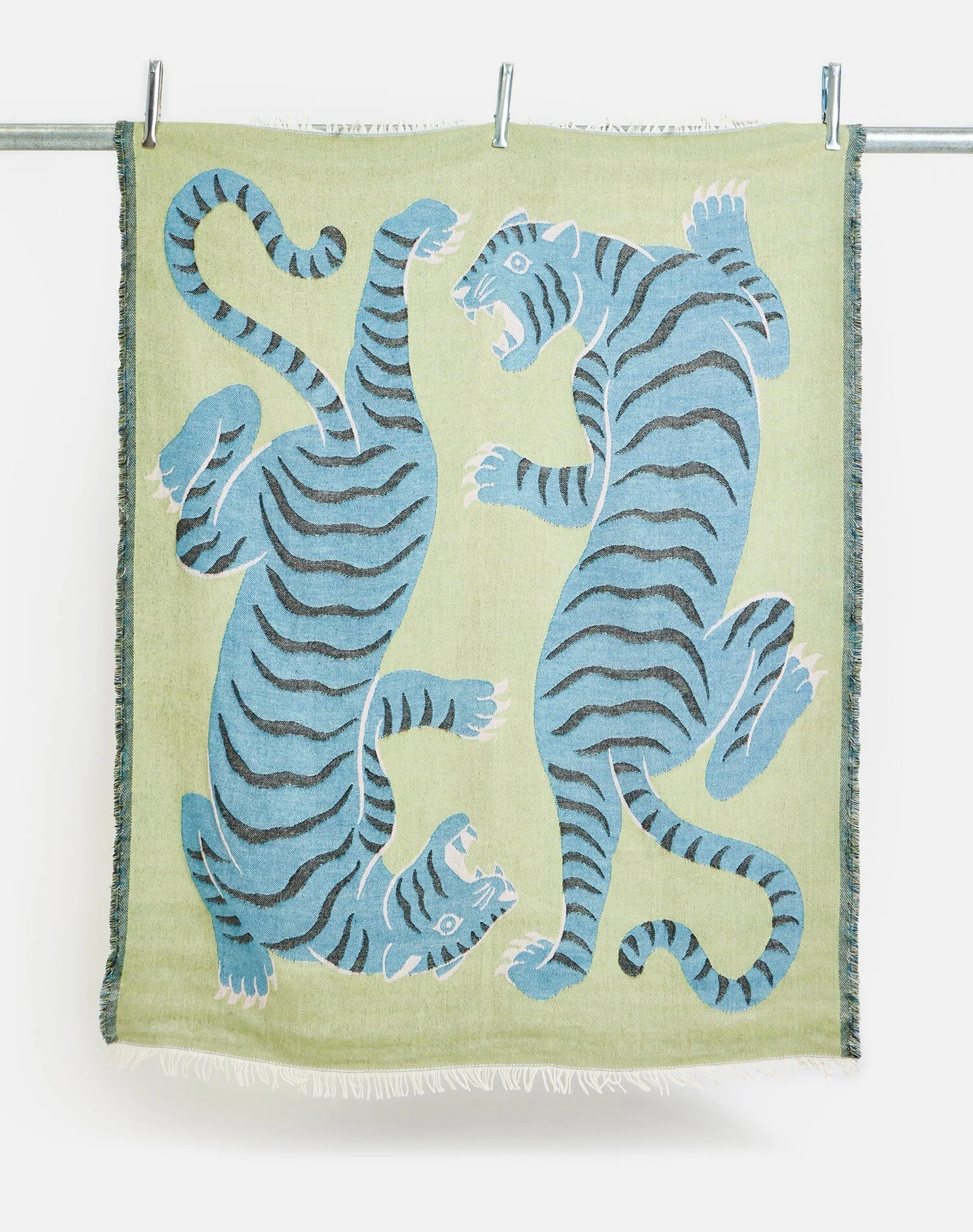 Green & Blue Tigers Jacquard Throw