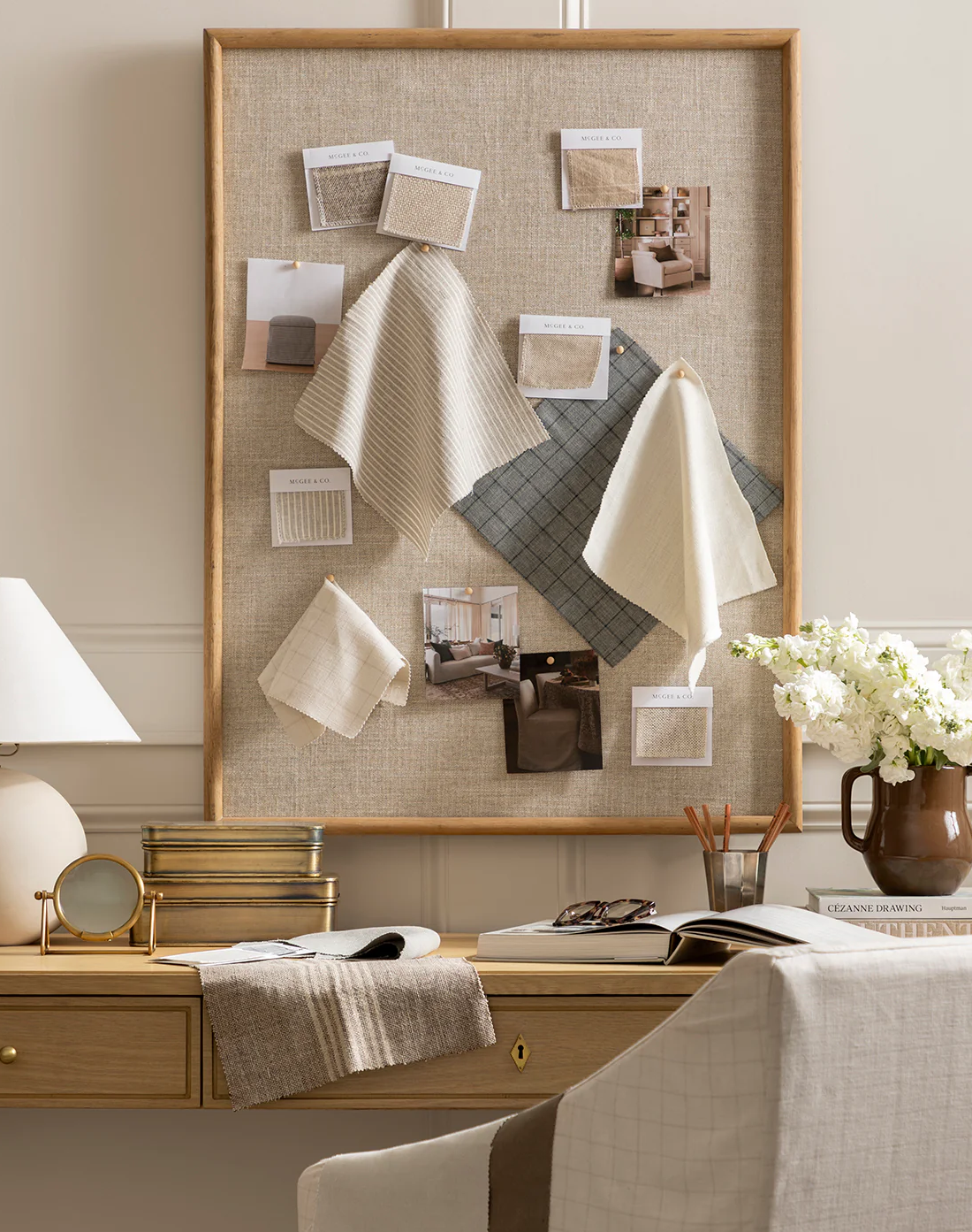 McGee & Co - Oak and Linen Memo Board