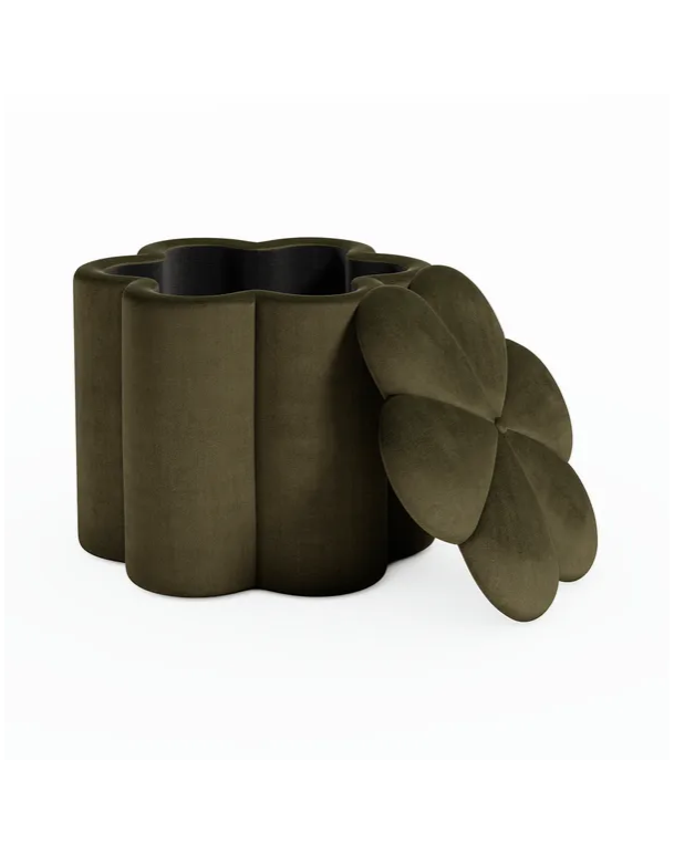 Flower Velvet Storage Footstool