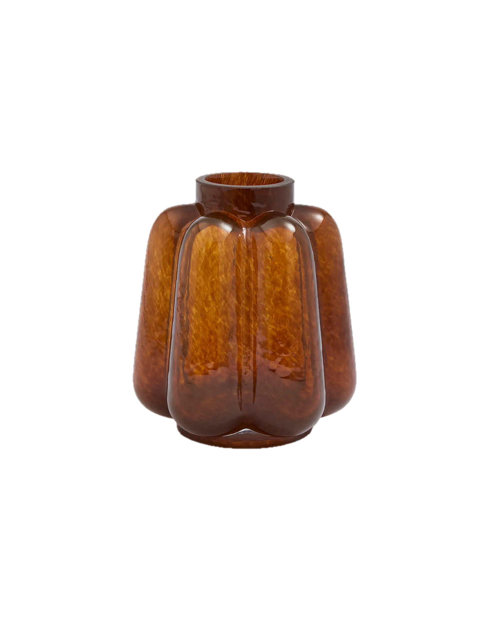 Fluted Amber Glass Vase
