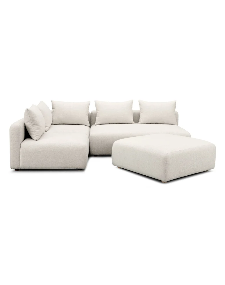 Hangover 4-Piece Contract-Grade Textured Fabric Modular Chaise Sectional