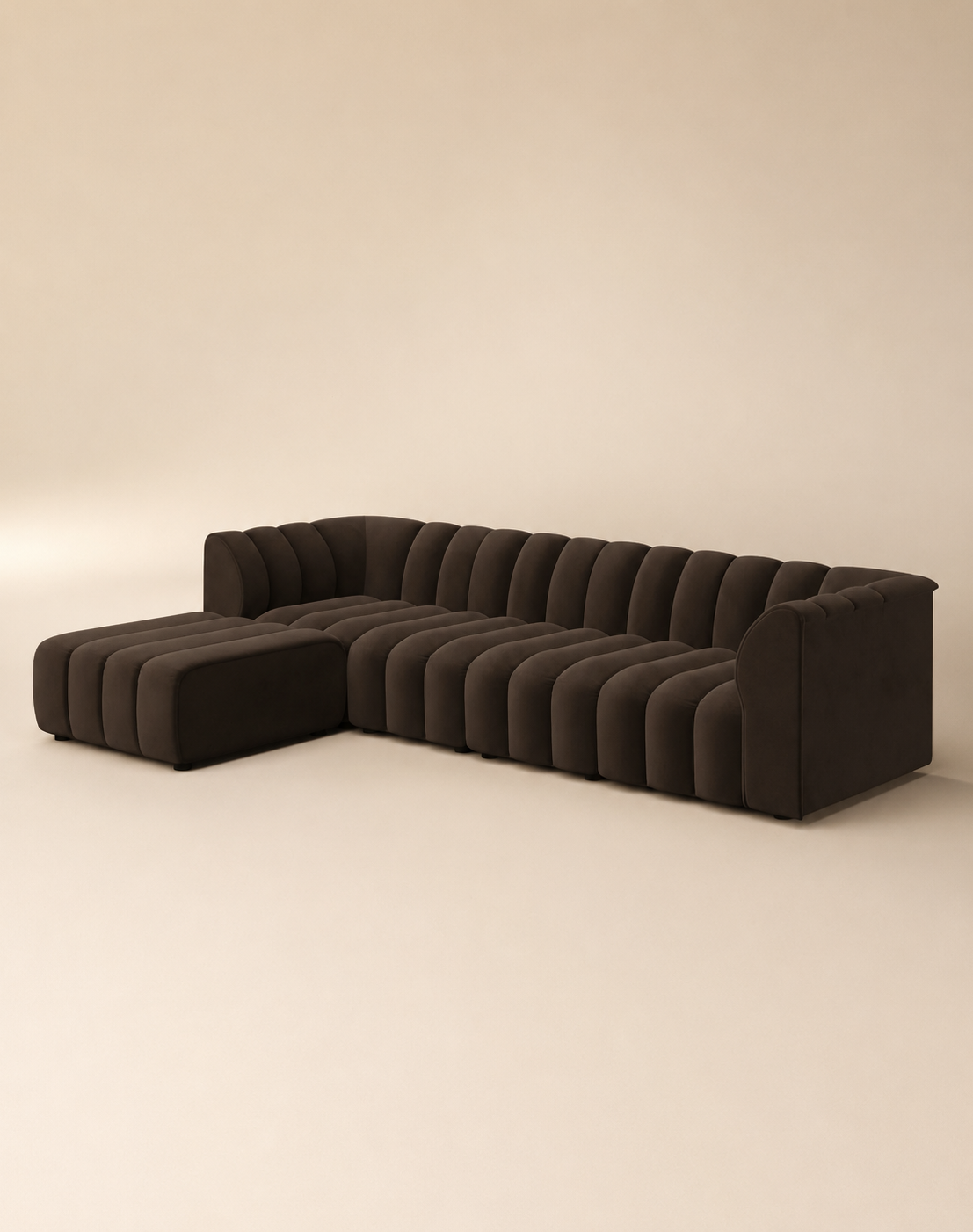 SOLACE+CO Halle Channel Tufted Modular Sofa with Footstool