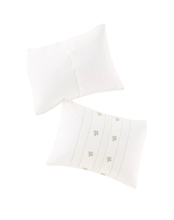 Annie Cotton Floral Embroidered Pillowcases, Set of 2