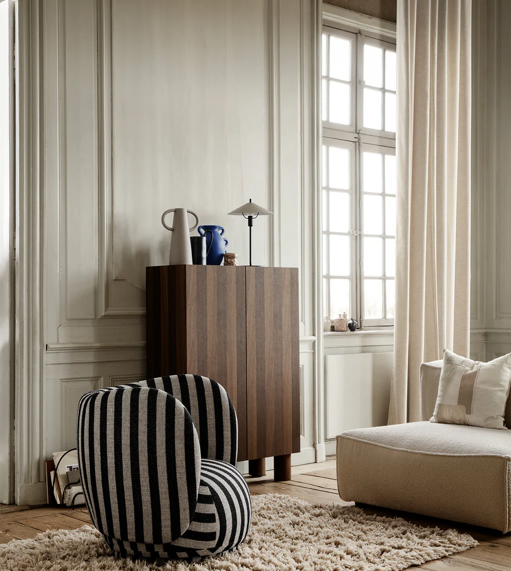 Ferm Living Rico Lounge Chair - Louisiana - Sand/Black