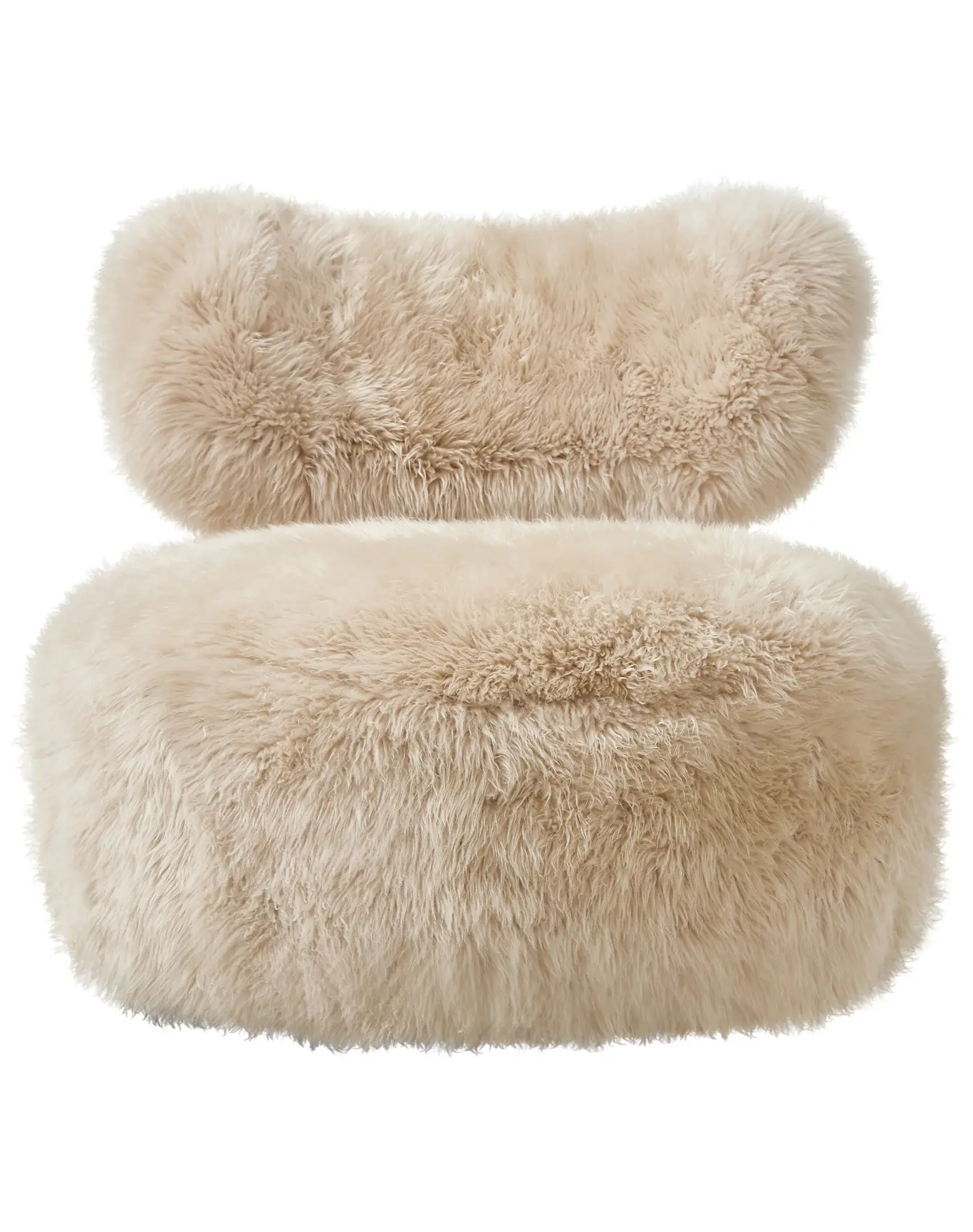 Beige Sheepskin Swivel Armchair