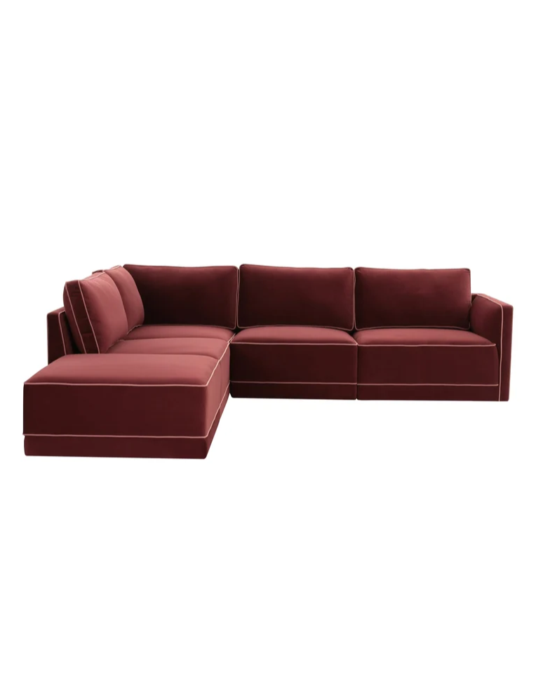 Willow 5-Piece Performance Velvet Modular Left Facing Sectional