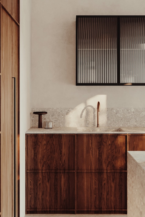 American Walnut Japandi Kitchen: A Warm & Minimalist Masterpiece