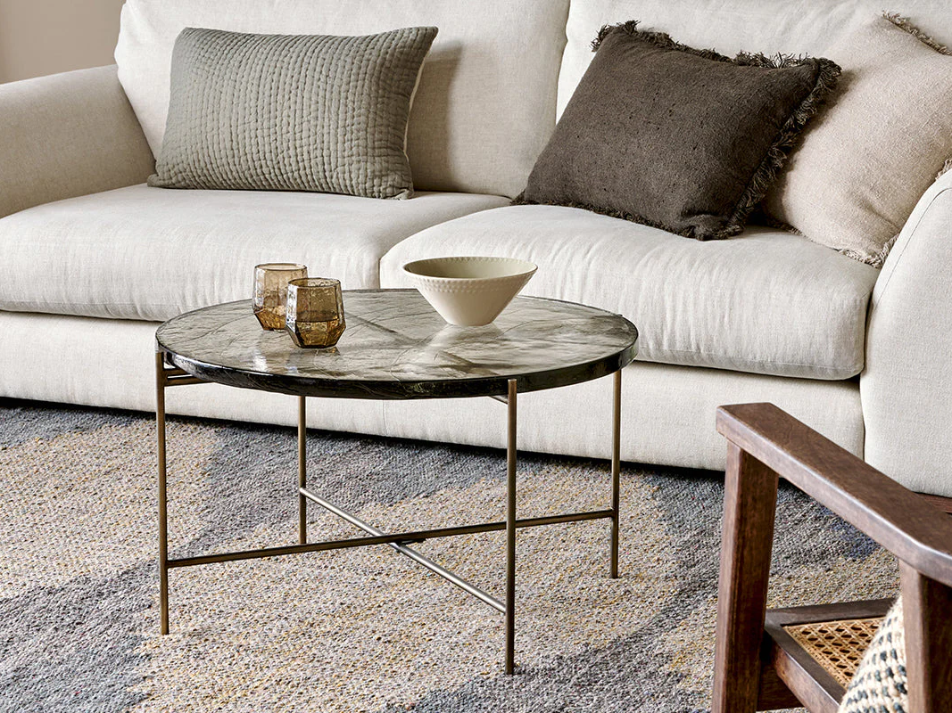 Aluva Glass Coffee Table Clear Antique Brass nkuku