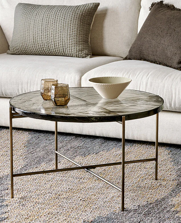 Aluva Glass Coffee Table Clear Antique Brass nkuku